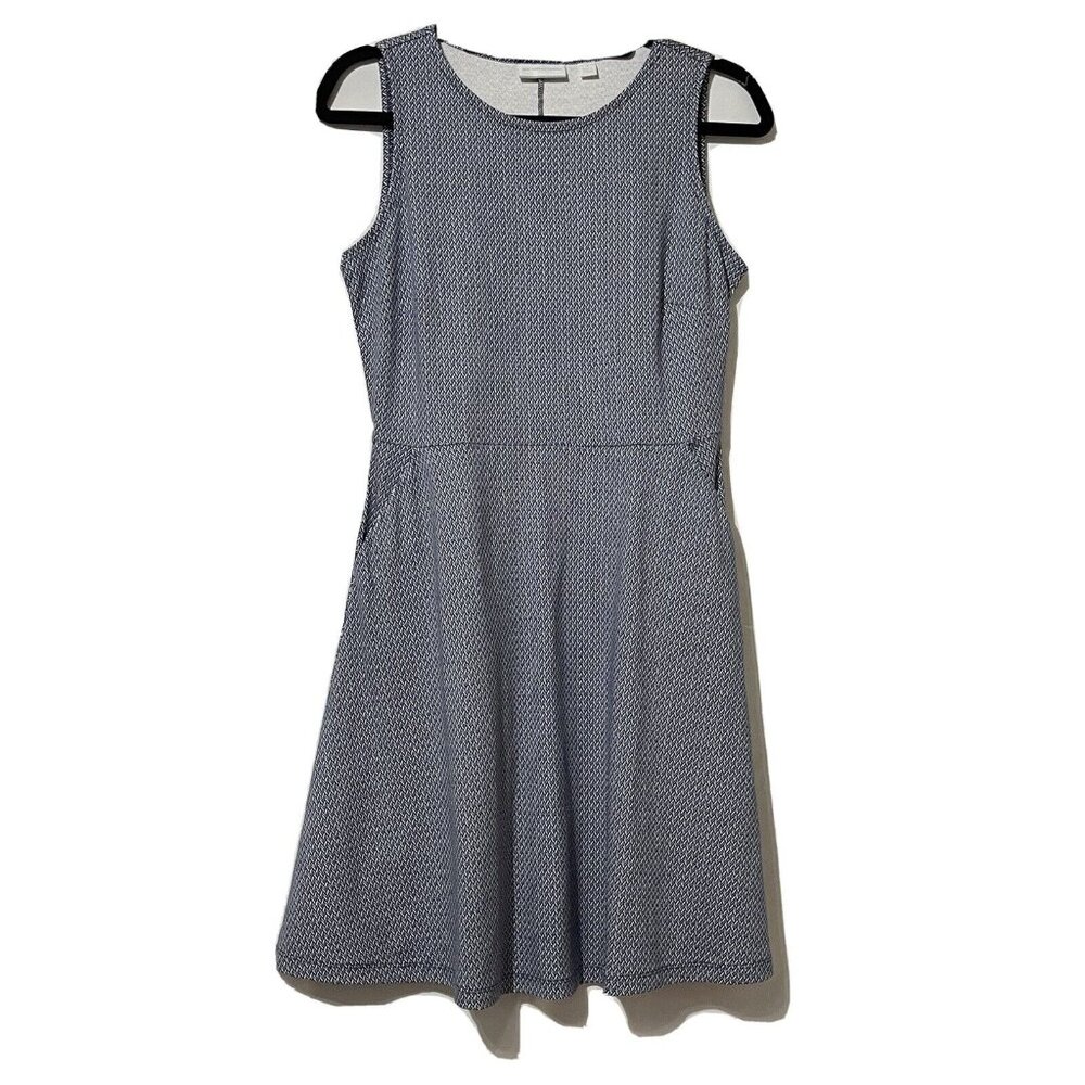 New York & Co.Size M Blue 100% Cotton Fit N Flare Sleeveless Dress W/ Pockets